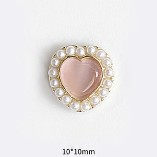 #45 Gold Pink LX2 #045-054 2PCS Pearl Frame Heart Nail Charm by Nail Charm sold by DTK Nail Supply