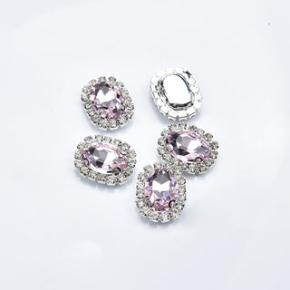 #168 Pink LX2 #168-174 2PCS Diamond Frame Oval Gem Nail Charm by Nail Charm sold by DTK Nail Supply