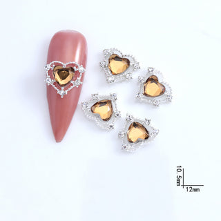 #260 Yellow LX2 #258-270 2PCS Silver Halo Heart Nail Charm by Nail Charm sold by DTK Nail Supply