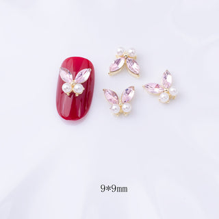 #292 Pink LX2 #290-296 2PCS Pearl Two Stone Butterfly Nail Charm by Nail Charm sold by DTK Nail Supply