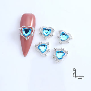 #264 Cyan LX2 #258-270 2PCS Silver Halo Heart Nail Charm by Nail Charm sold by DTK Nail Supply