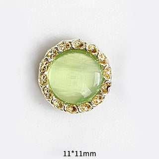 #61 Gold Green LX2 #055-064 2PCS Pearl Frame Circle Nail Charm by Nail Charm sold by DTK Nail Supply