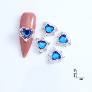 #266 Blue LX2 #258-270 2PCS Silver Halo Heart Nail Charm by Nail Charm sold by DTK Nail Supply