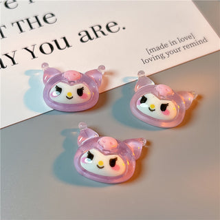 #345 2PCS Crystal Kuromi Head Nail Charm - Purple