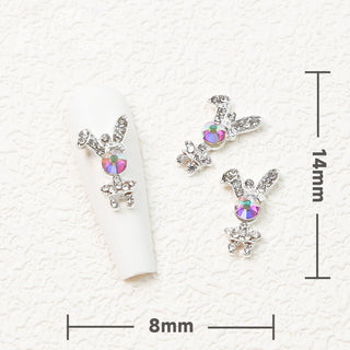  LX2 #135 2PCS Opal Head Silver Bunny Nail Charm by Nail Charm sold by DTK Nail Supply