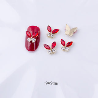 #289 Red LX2 #289-295 2PCS Clear Two Stone Butterfly Nail Charm by Nail Charm sold by DTK Nail Supply