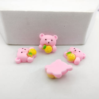  #437 2PCS Pink Bear with Pineapple Charm by Nail Charm sold by DTK Nail Supply