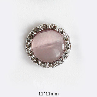 #56 Silver Pink LX2 #055-064 2PCS Pearl Frame Circle Nail Charm by Nail Charm sold by DTK Nail Supply