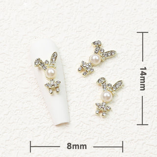  LX2 #132 2PCS Pearl Head Gold Bunny Nail Charm by Nail Charm sold by DTK Nail Supply