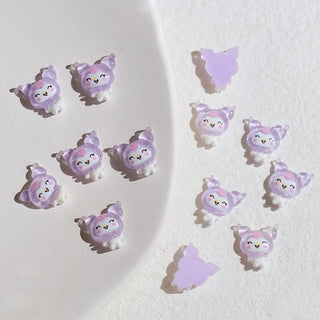 #343 2PCS Crystal Happy Kuromi Nail Charm - Purple