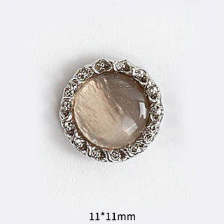 #60 Silver Tan LX2 #055-064 2PCS Pearl Frame Circle Nail Charm by Nail Charm sold by DTK Nail Supply