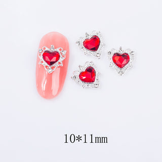 #274 Red LX2 #274-282 2PCS Silver Regal Heart Nail Charm by Nail Charm sold by DTK Nail Supply