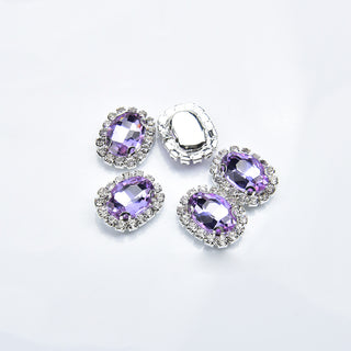 #172 Purple LX2 #168-174 2PCS Diamond Frame Oval Gem Nail Charm by Nail Charm sold by DTK Nail Supply