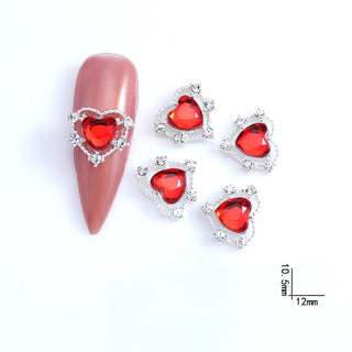 #258 Red LX2 #258-270 2PCS Silver Halo Heart Nail Charm by Nail Charm sold by DTK Nail Supply