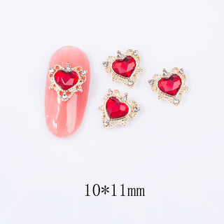 #273 Red LX2 #273-286 2PCS Gold Regal Heart Nail Charm by Nail Charm sold by DTK Nail Supply