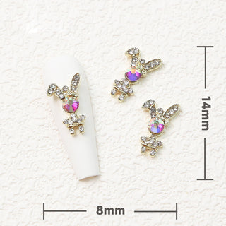  LX2 #134 2PCS Opal Head Gold Bunny Nail Charm by Nail Charm sold by DTK Nail Supply