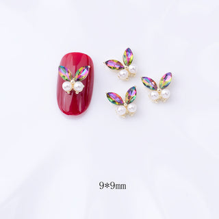 #296 Multicolor LX2 #290-296 2PCS Pearl Two Stone Butterfly Nail Charm by Nail Charm sold by DTK Nail Supply