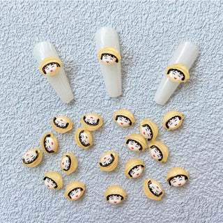 #162 2PCS Happy Girl in Yellow Hat Nail Charm
