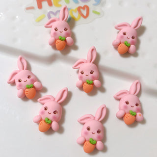  #435 2PCS Pink Rabbit with Carrot Charm by Nail Charm sold by DTK Nail Supply