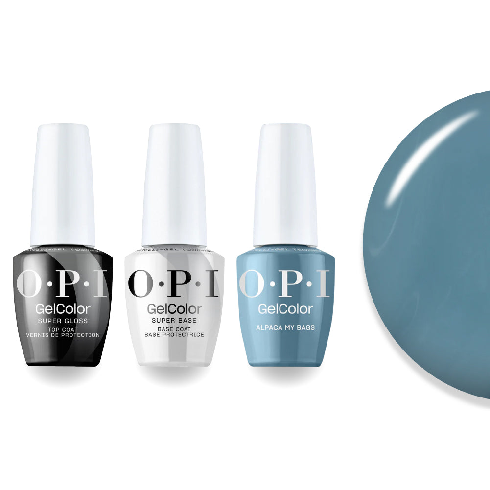 OPI Intelli-Gel Combo - Super Base Coat, Super Gloss Top Coat & Alpaca My Bags