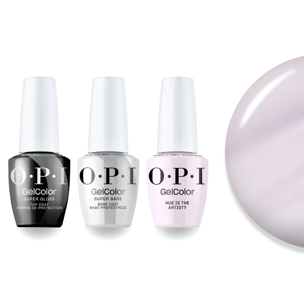 OPI Intelli-Gel Combo - Super Base Coat, Super Gloss Top Coat & M94 Hue Is The Artist