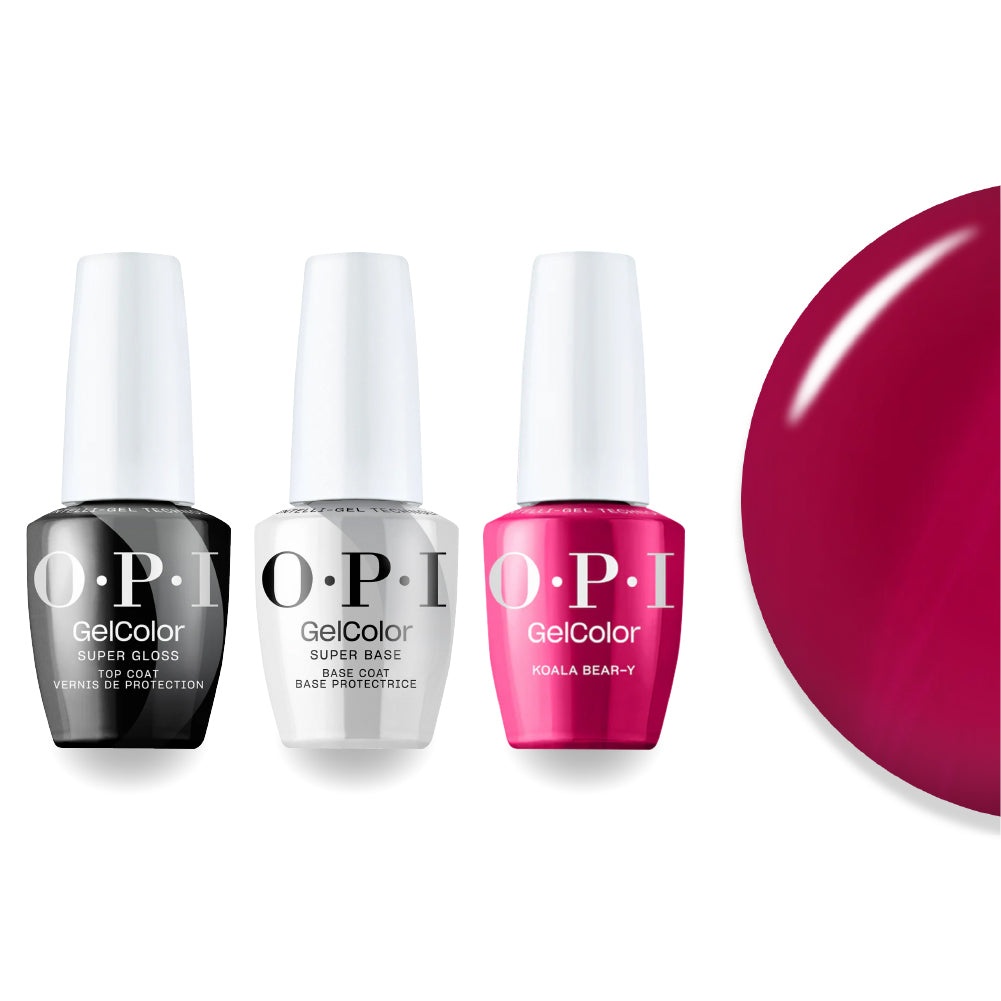 OPI Intelli-Gel Combo - Super Base Coat, Super Gloss Top Coat & A46 Koala Bear-Y