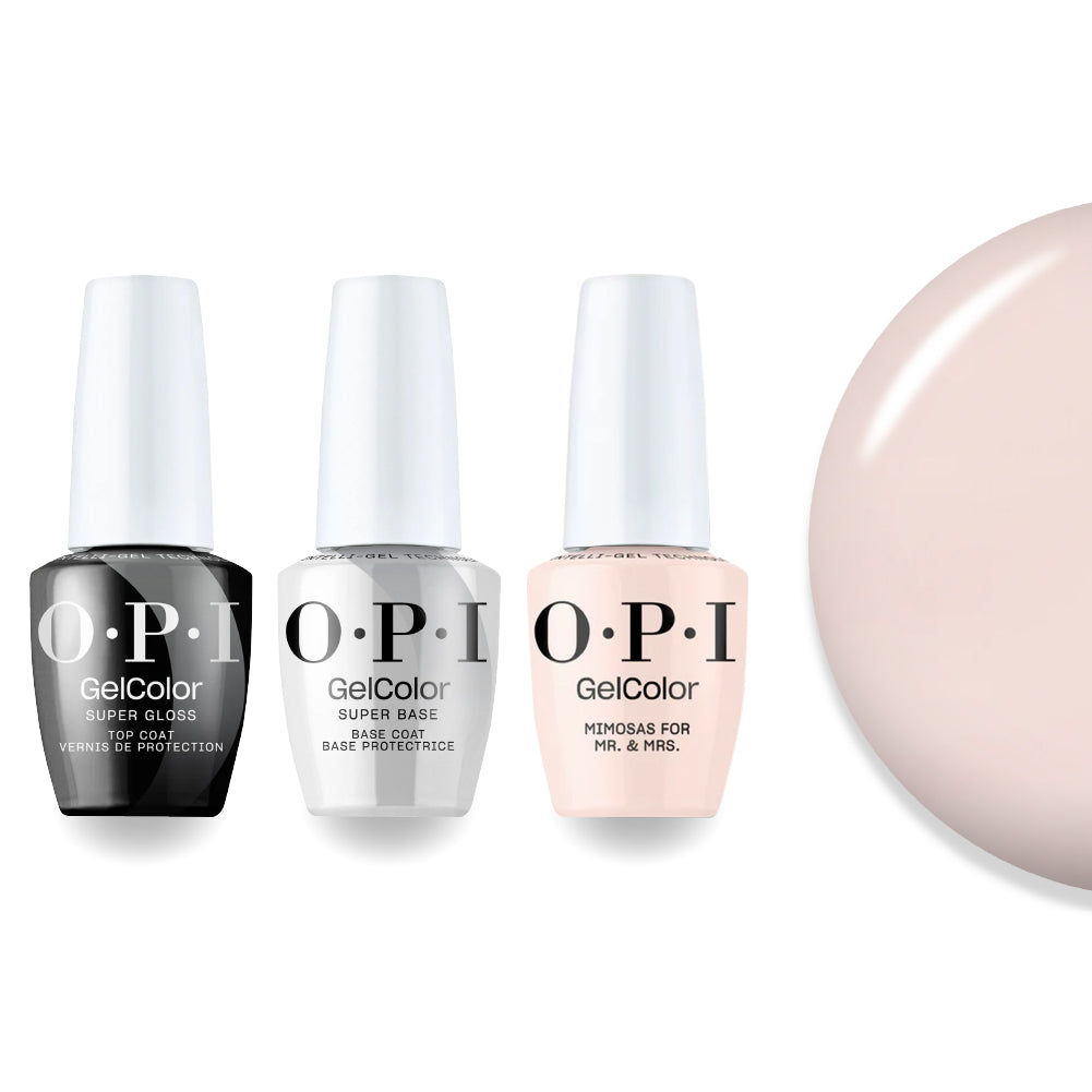 OPI Intelli-Gel Combo - Super Base Coat, Super Gloss Top Coat & R41 Mimosas For Mr. & Mrs