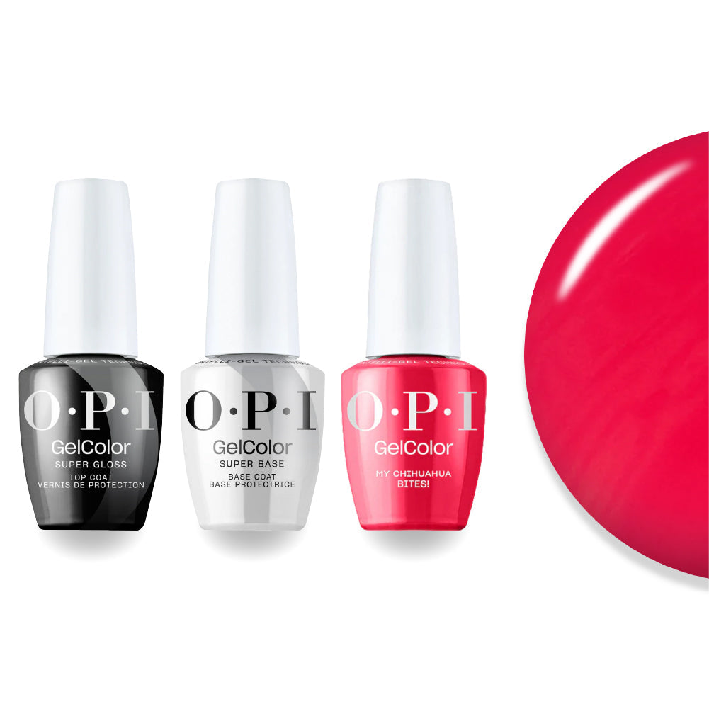 OPI Intelli-Gel Combo - Super Base Coat, Super Gloss Top Coat & M21 My Chihuahua Bites
