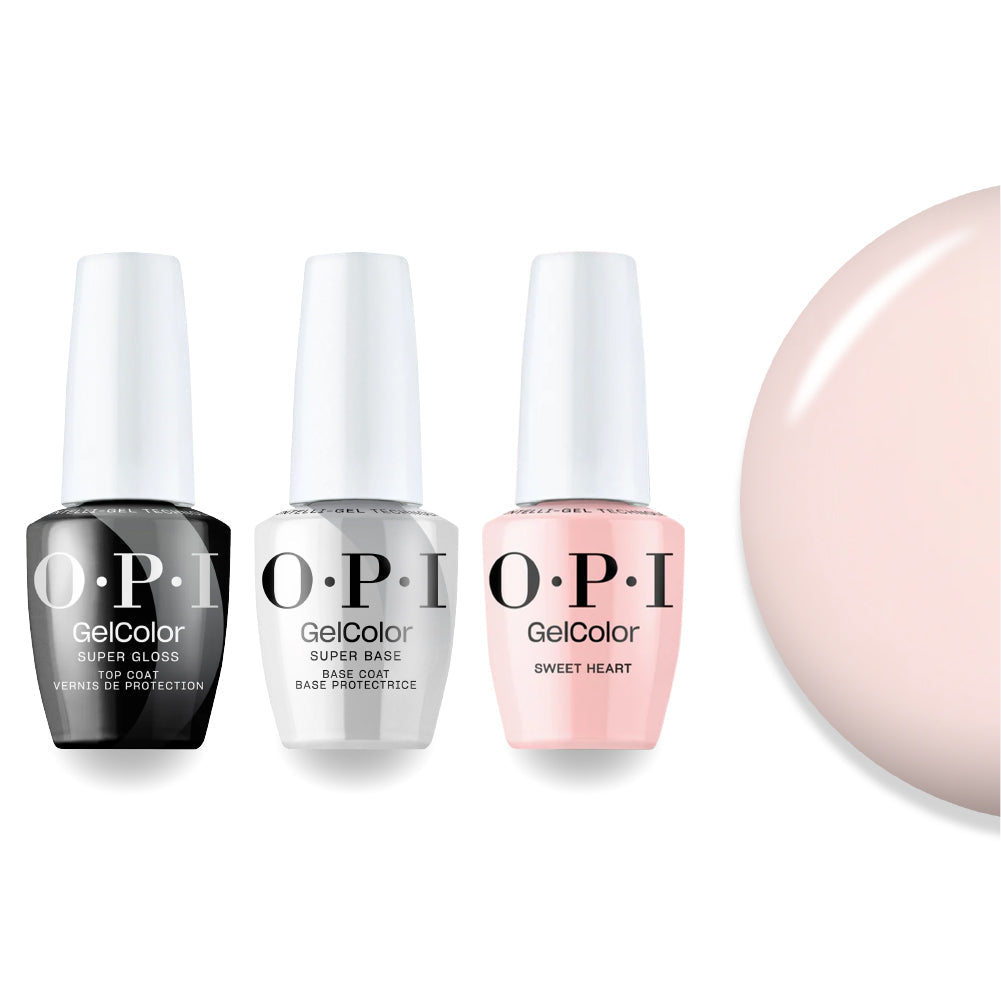 OPI Intelli-Gel Combo - Super Base Coat, Super Gloss Top Coat & S96 Sweet Heart
