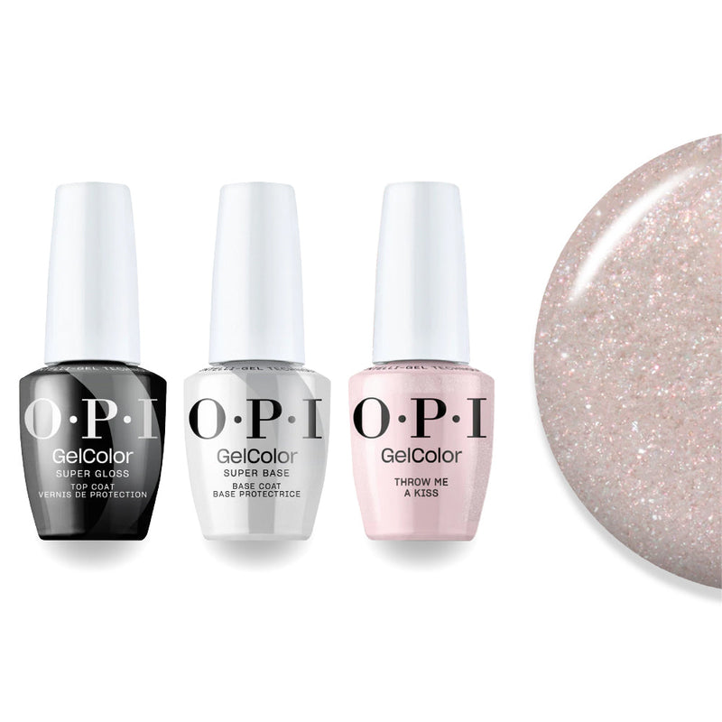 OPI Intelli-Gel Combo - Super Base Coat, Super Gloss Top Coat & SH2 Throw Me A Kiss