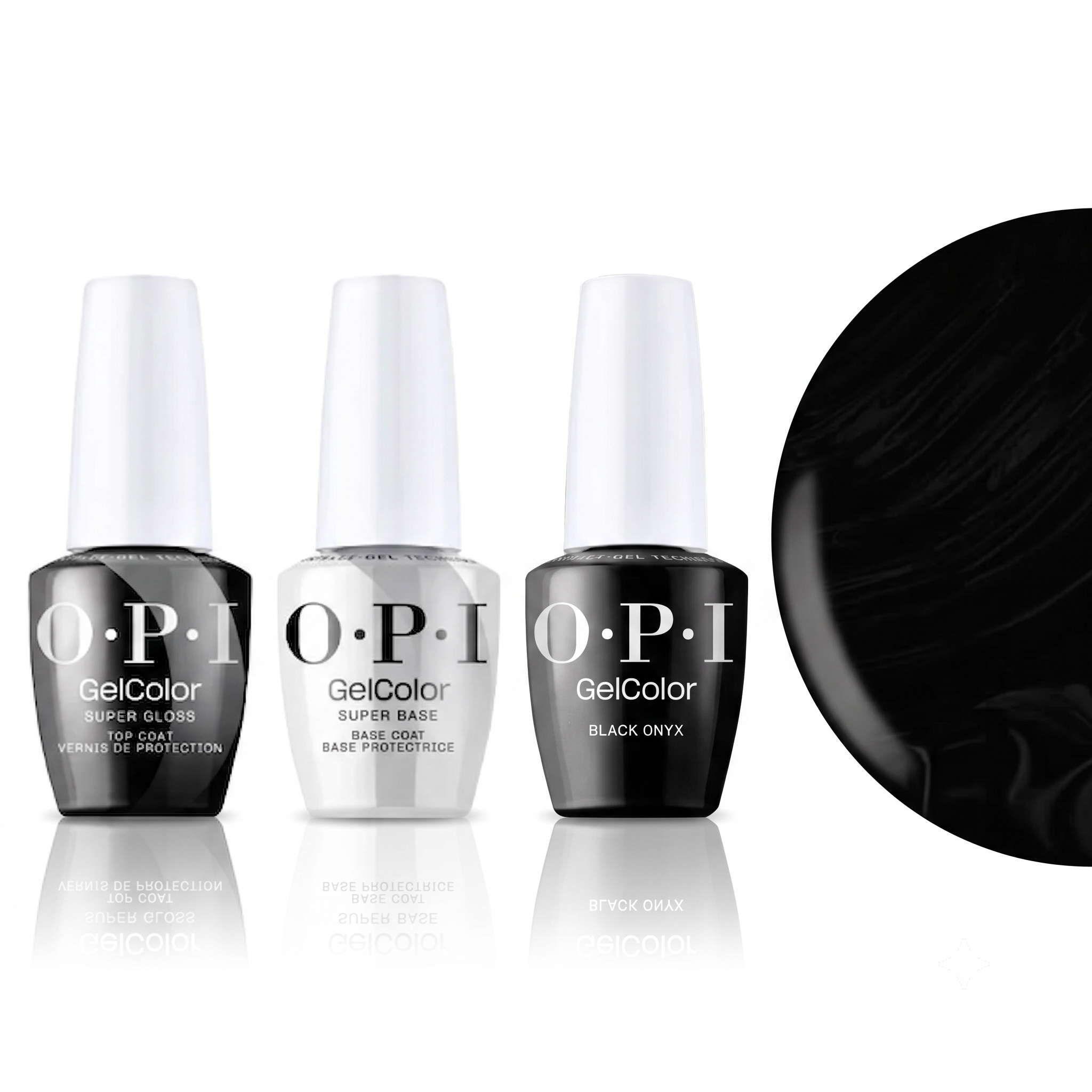 OPI T02 Black Onyx Intelli-Gel Combo - Super Base Coat, Super Gloss Top Coat (OPI Wicked Holiday Collection)