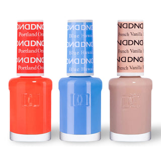  DND 3 Nail Lacquer - Set 2 ORANGE, BLUE & NUDE by DND - Daisy Nail Designs sold by DTK Nail Supply