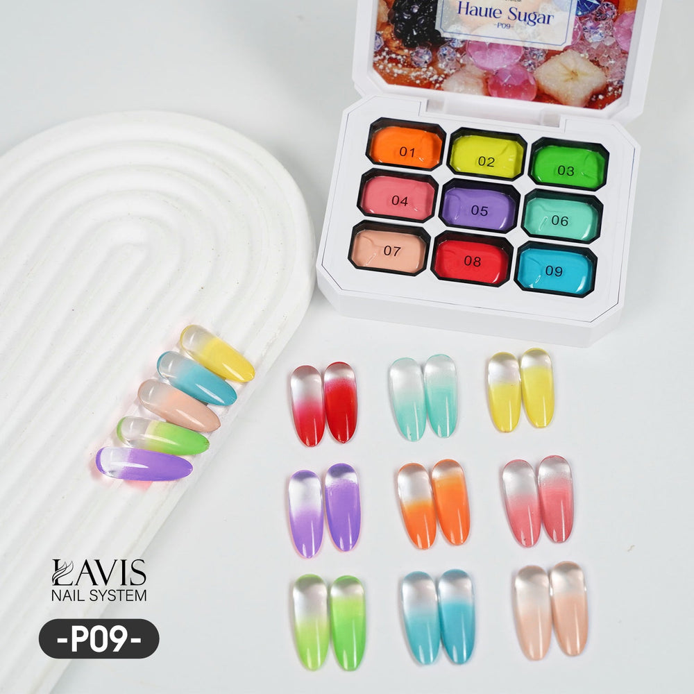 LAVIS Pat Pat Gel Ver 2 — P09 Haute Sugar Sponge-Tap Ombre Pop-Up Nail Art Gel