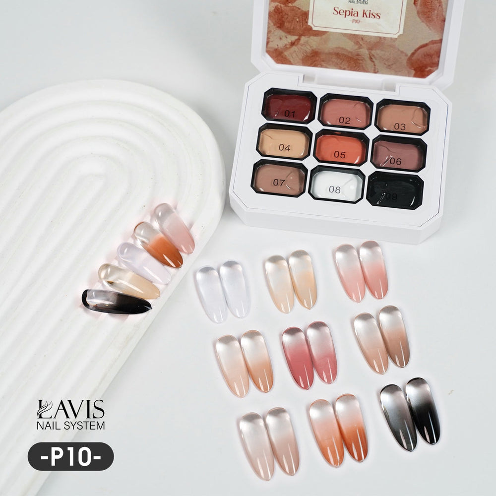 LAVIS Pat Pat Gel Ver 2 — P10 Sepia Kiss Sponge-Tap Ombre Pop-Up Nail Art Gel