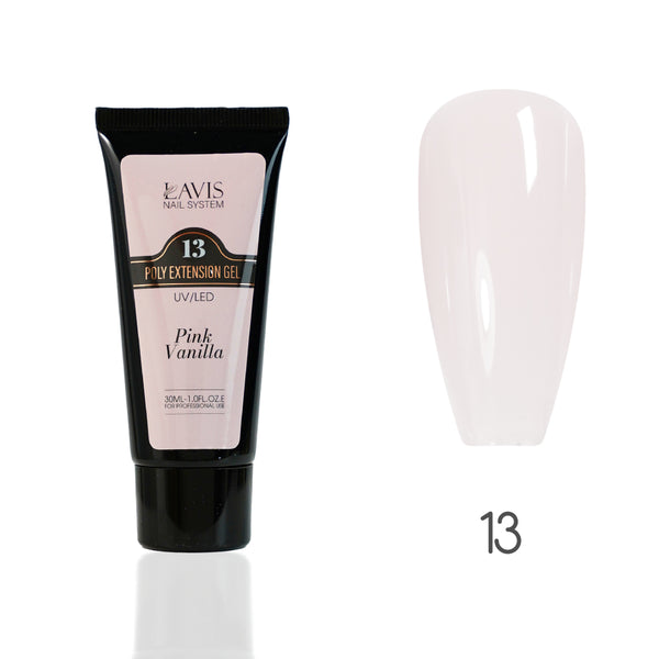 LAVIS 13 Pink Vanilla - New Poly Extension Gel 15 UV/LED 30ml