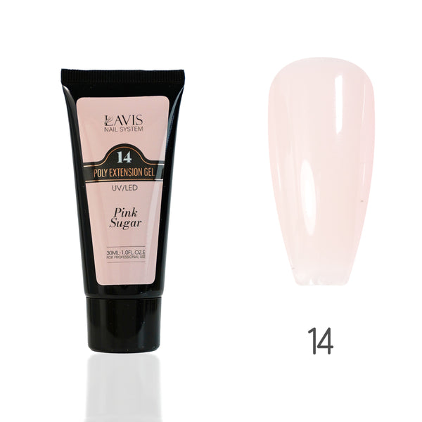LAVIS 14 Pink Sugar - New Poly Extension Gel 15 UV/LED 30ml