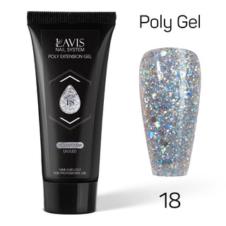 LAVIS Poly Extension Gel 15ml - 18 - Diamond Dust