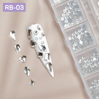  12 Grids Flatback Rhinestones RB-03 Clear by Rhinestones sold by DTK Nail Supply