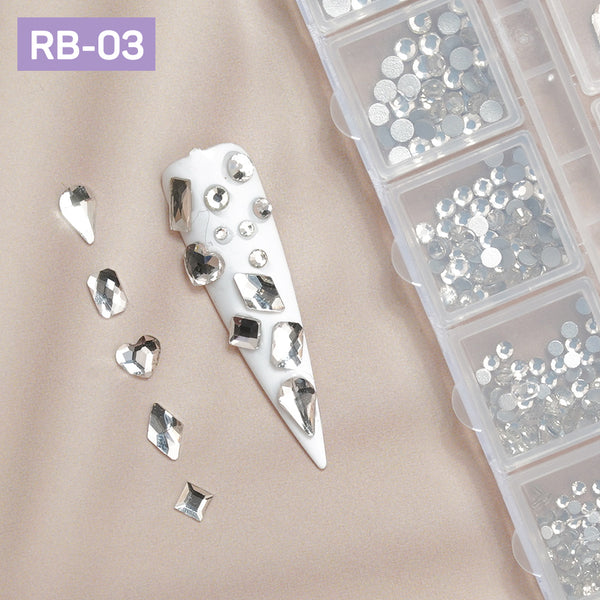 12 Grids Flatback Rhinestones RB-03 Clear