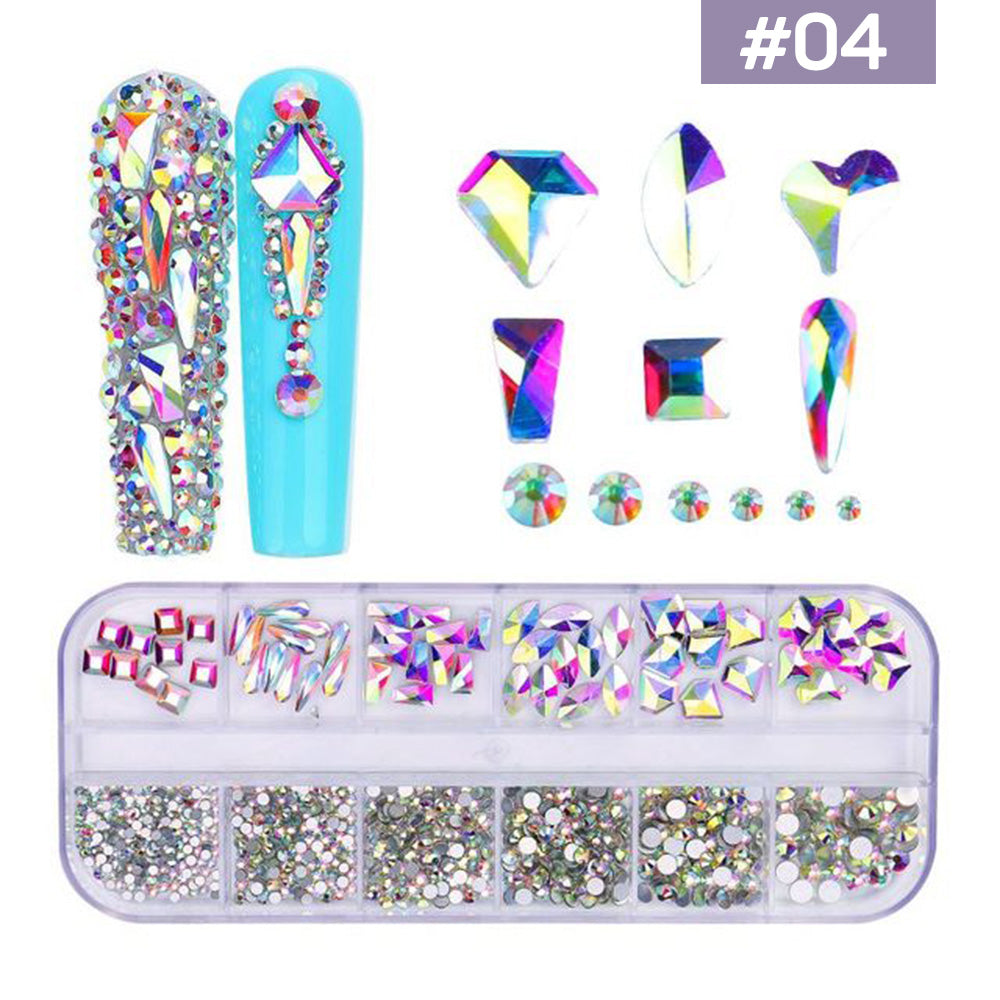  12 Grids Flatback Rhinestones RB-04 AB by Rhinestones sold by DTK Nail Supply