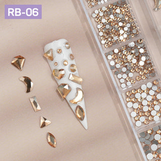  12 Grids Flatback Rhinestones RB-06 Champagne by Rhinestones sold by DTK Nail Supply