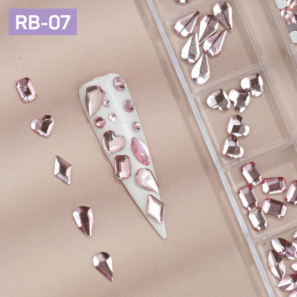 12 Grids Flatback Rhinestones RB-07 Pink