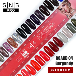 SNS Pro Gel Nail Polish Duo Set 36 Colors - Board 4 Burgundy (109 - 144)