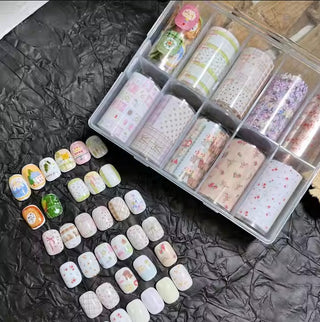 3D Bow Floral Nail Transfer Decals 1