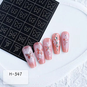 Spray Painted Nail Art Stickers H347 - Bow & Butterly