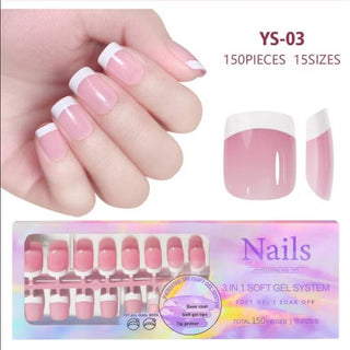 3-in-1 Coattips - French Nails Tips Full Cover Press on Nails - YS3