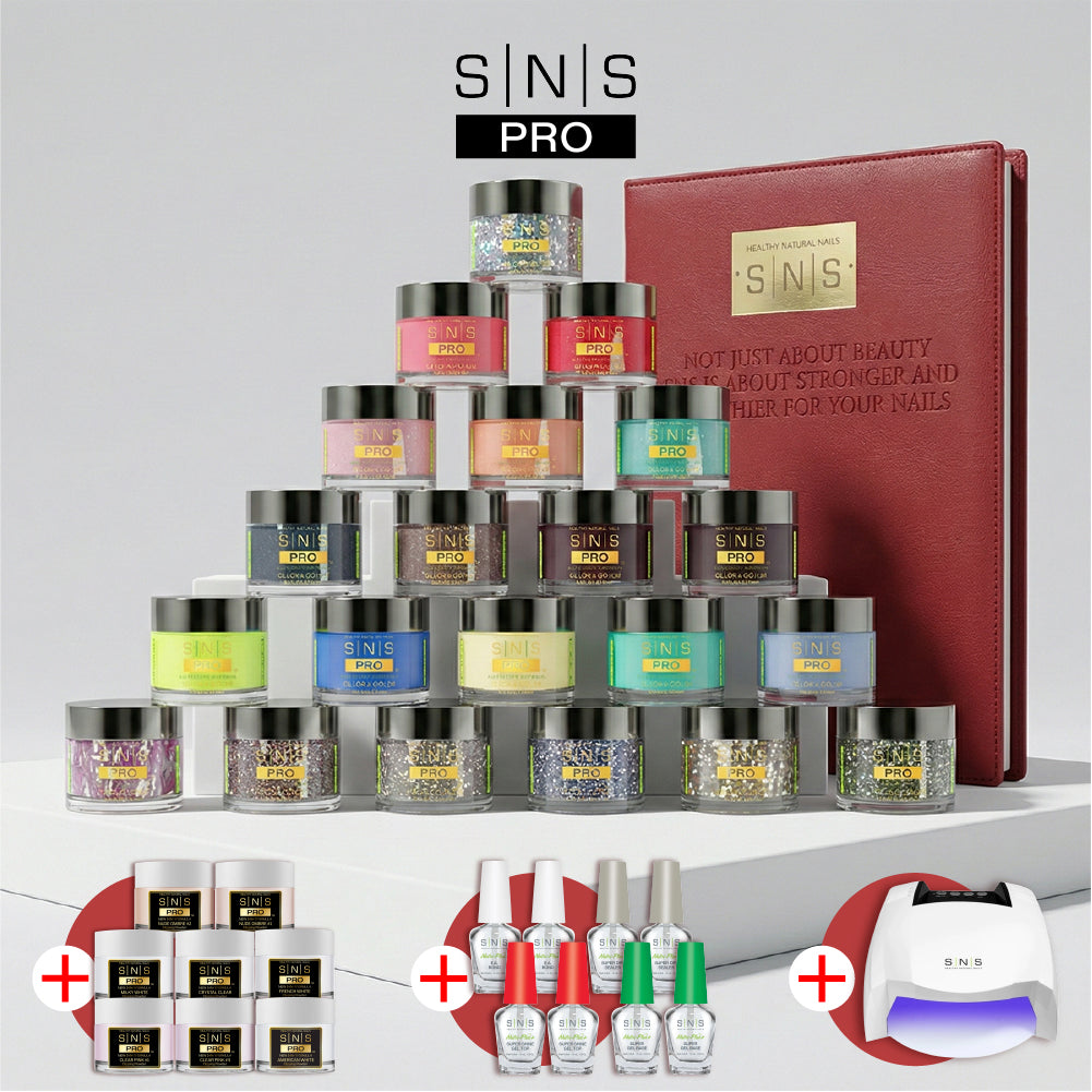 DTK Nail Supply - Authentic SNS Pro Dipping Powder - Set 144 Colors - Burgundy Collection - FREE Set of 8 SNS 5-in-1 Powders + 2 Liquid Sets + 1 SNS Lamp for wholesale salon use