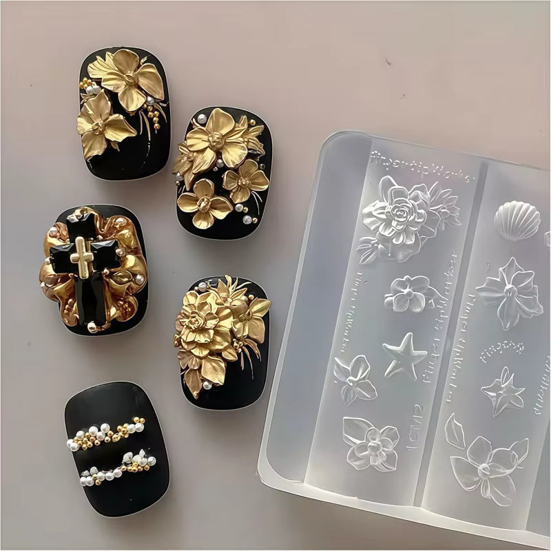 DTK Nail Supply - Authentic OTHER 3D Nail Charm Mold 24 - Flower & Sea Star for wholesale salon use