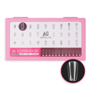 LDS - 06 Coffin Short Clear Nail Tips (Full Cover) (Box of 600PCS)