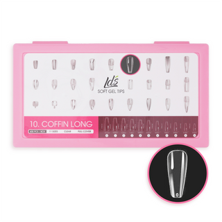 LDS - 10 Coffin Long Clear Nail Tips (Full Cover) (Box of 600PCS)